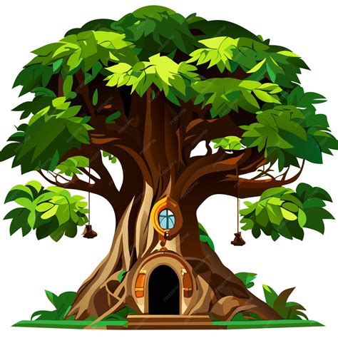 Premium Vector Fantasy Tree House In The Forest Or Fantasy Tree House