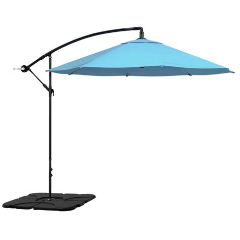 Pure Garden 10 Ft Cantilever Patio Umbrella In Blue With Base 50 102