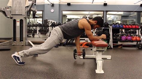 Bench Plank 1 Arm Dumbbell Row Youtube