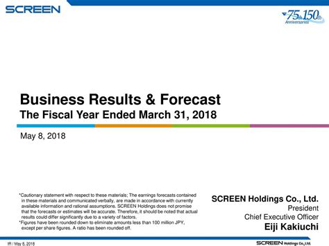 Screen Holdings Co Ltd Adr 2018 Q4 Results Earnings Call Slides
