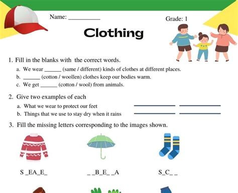 Why Do We Wear Clothes A Class 1 Worksheet