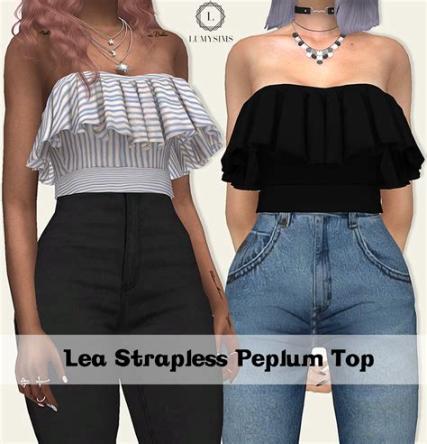 Lea Strapless Peplum Top Lumy Sims In 2020 Sims 4 Toddler Sims 4