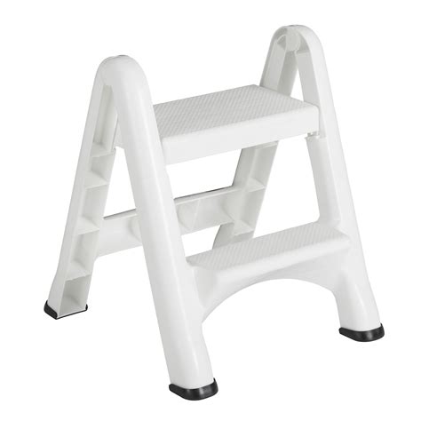 Rubbermaid Ez Step 2 Step Folding Step Stool With Foot Pads White