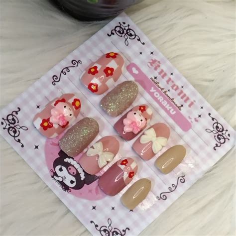 Jual Gambar Di Geser Kuku Palsu Fake Nails Melody Chest Flower Pink