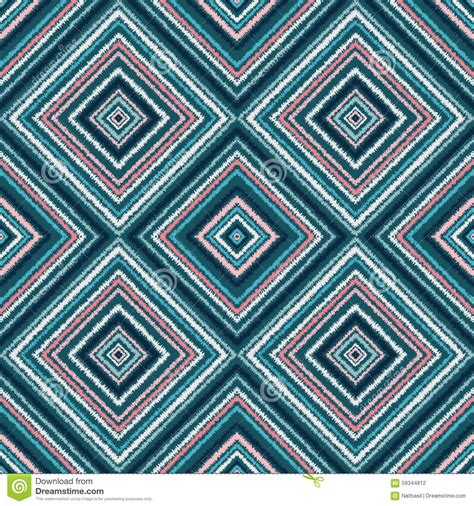 Ethnic Rhombus Blue Tribal Seamless Pattern Stock Vector Illustration