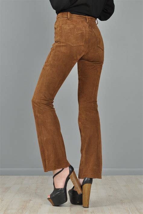 dolce and gabbana cocoa suede high waisted pants bustown modern
