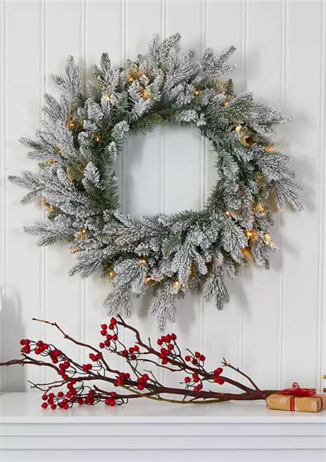 Nearly Natural Flocked Christmas Wreath Belk