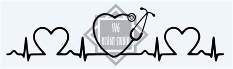 Ekg Stethoscope And Hearts Outline Svg File By