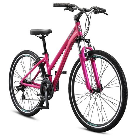 A Pink Bike Is Shown On A White Background