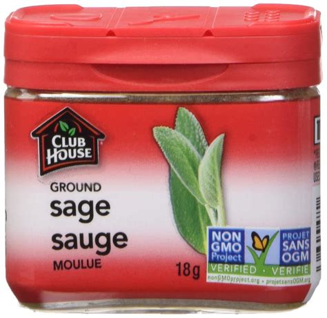 Club House Quality Natural Herbs And Spices Ground Sage Plastic Can