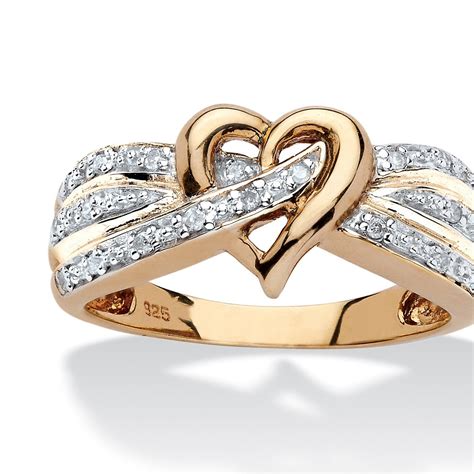 PalmBeach Jewelry 1 10 TCW Round Diamond Crossover Heart Ring In 18k
