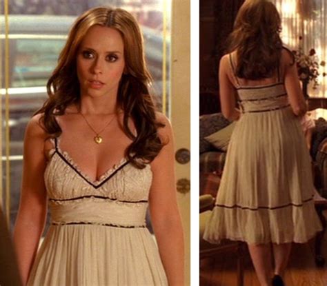 Ghost Whisperer Season Episode Cream Chiffon Dress With Black Ribbon Detailing And Lace