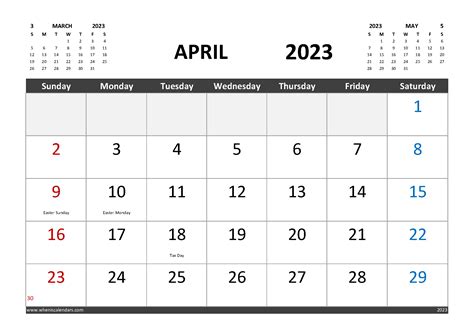 Free Printable April 2023 Calendar With Holidays