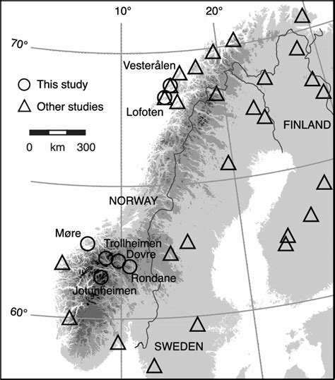 Map Of Northern Scandinavia Showing Sites Investigated In This Study