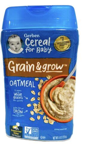 Gerber Grain And Grow Oatmeal Cereal For Baby 8 Oz 15000070014 Ebay