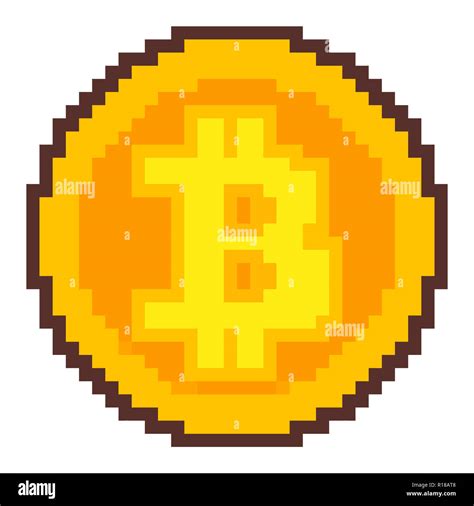 Pixel Art A Golden Bitcoin Stock Photo Alamy