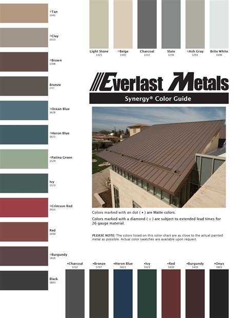 Color Chart Everlast Metals
