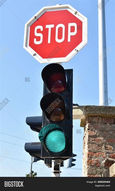 Stop Sign Green Light Image And Photo Free Trial Bigstock