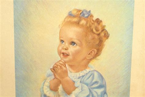 Vintage Little Girl Praying Picture Framed Lithograph Etsy