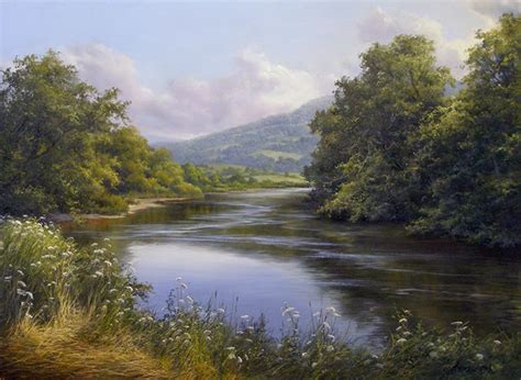 Where The Wildflowers Skirt The Waters Edge Landscape Paintings