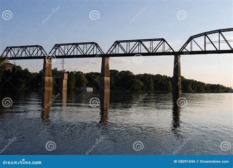 Railroad Bridge Over Cumberland River Stock Photo Image Of Reflection