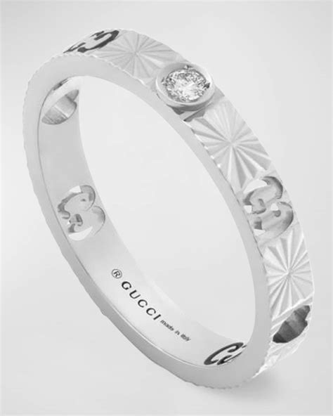 Gucci 18k White Gold Icon Diamond Heart Ring Neiman Marcus