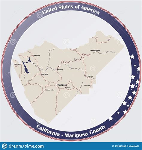 Map Of Mariposa County In California Stock Vector Illustration Of