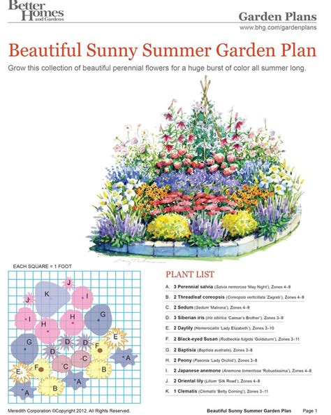 Beautiful Sunny Dummer Garden Plan Flower Garden Plans Perennial