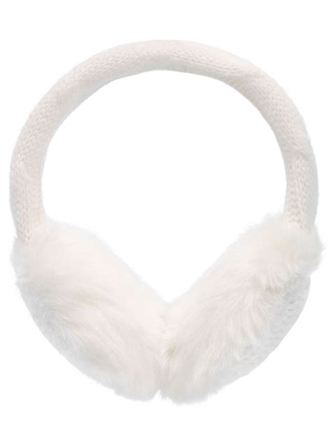Simplicity Women Plush Ear Warmers Muffs Knit Fluffy Furry White Color