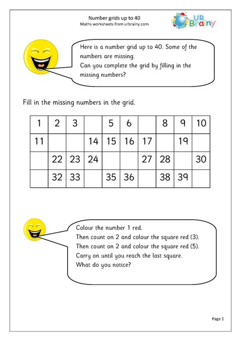 Number Grid To 40 Counting By