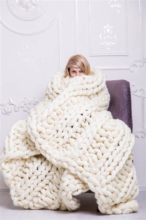 Chunky Knit Blanket Chunky Blanket Knitted Blanket Wool Blanket Merino Wool Blanket Chu