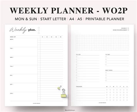 Paper Party Supplies Paper Calendars Planners Weekly Agenda Adhd Planner Weekly Habit