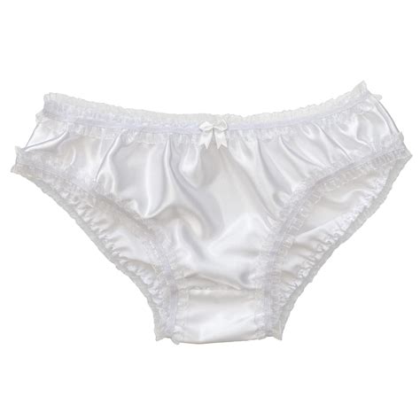 White Satin Silky Lace Sissy Panties Bikini Briefs Knickers Underwear Size
