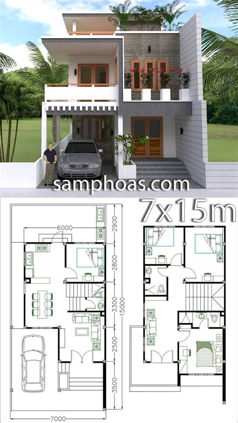 Bloxburg Small Modern House Home Design Plan 7x15m With 4