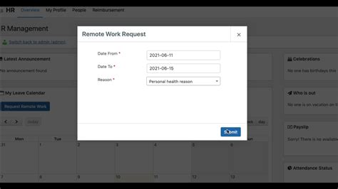 enable   remote work request feature  wp erp pro