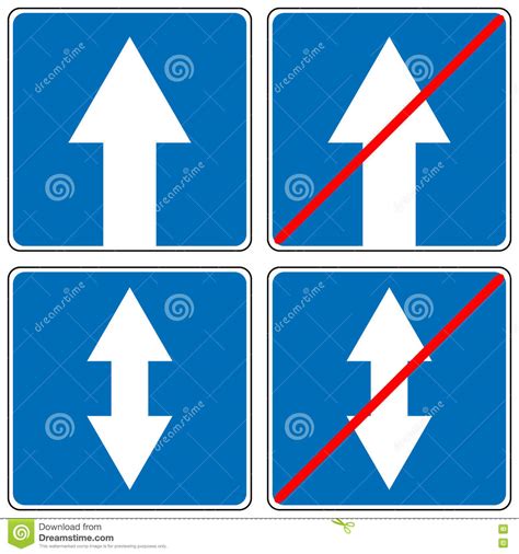 Ahead Only One Way Traffic Sign Drive Straight Arrow Traffic Vector