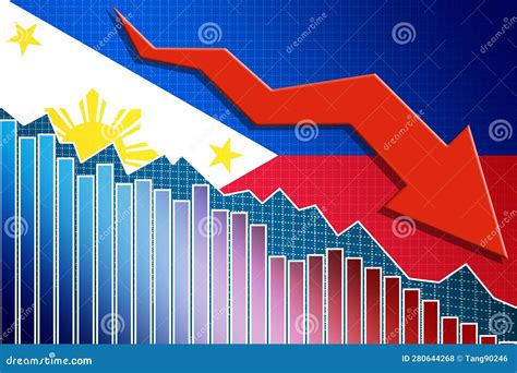Economy Of Philippines Falling Down With Arrow And Flag Stock Illustration Illustration Of