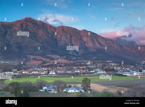 Franschhoek At Sunset Western Cape South Africa Stock Photo Alamy