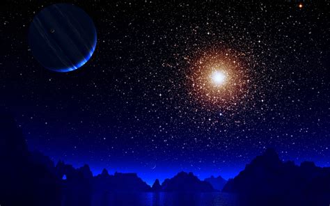Blue Night Moon Stars Earth 4k Hd Digital Universe 4k Wallpapers