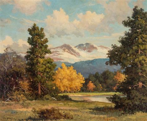 Robert Wood 1889 1979 Oil On Canvas A Fine Crisp Mountain Landscape