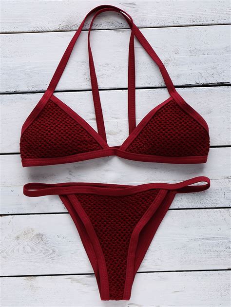 V String Crochet Bikini Set Red Bikinis Zaful Bikini Beach Bikini