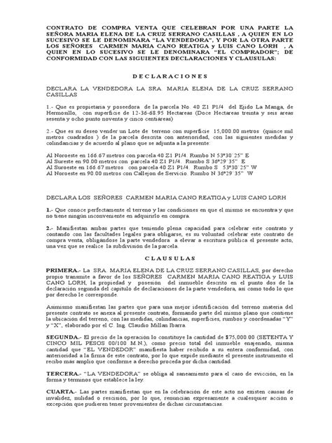 Contrato De Compra Venta Luis Cano Property Government Information