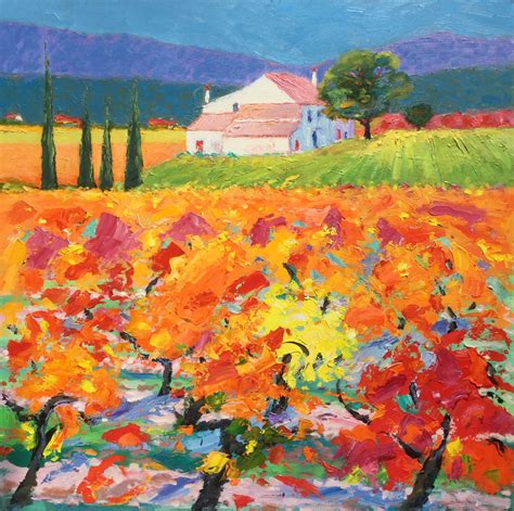 Farmhouse And Vines Provence France John Lawrence Paintings