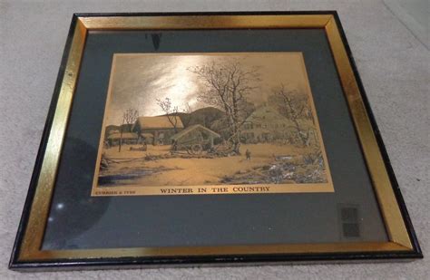 Currier And Ives Metalcraft Gold Etched Foil Vintage Framed Prints💗set