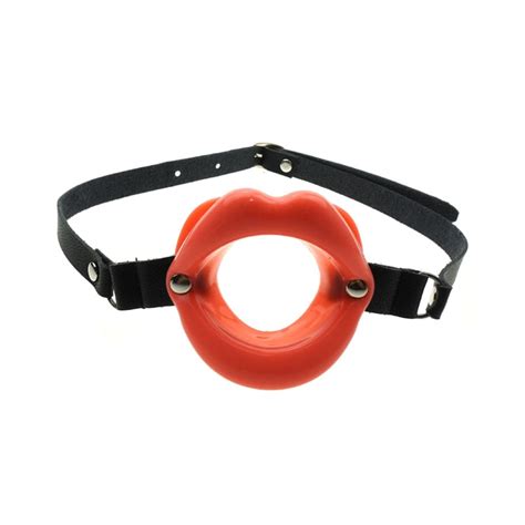 Adult Fetish Sex Products Genuine Leather Rubber Open Mouth Gag For