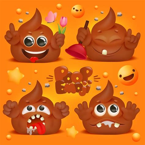 Premium Vector Cute Kawaii Poop Funny Cartoon Character Emoticon