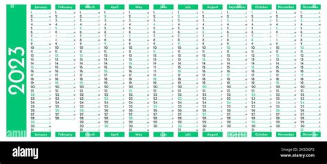 Green Simple Linear Calendar Yearly Planner Template For 2023 With