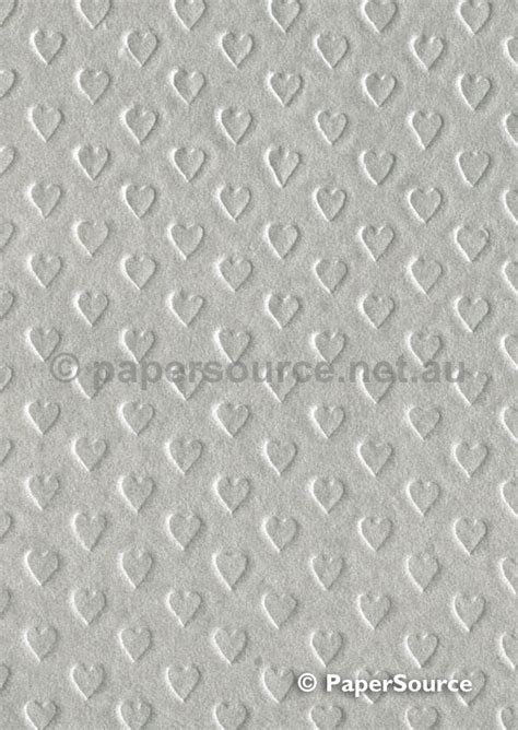specialty paper embossed heart silver metallic handmade recycled