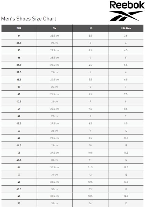 Reebok Nfl Jersey Size Chart