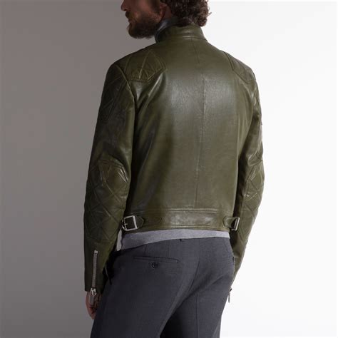 Bally Leather Biker Jacket In Green For Men Lyst